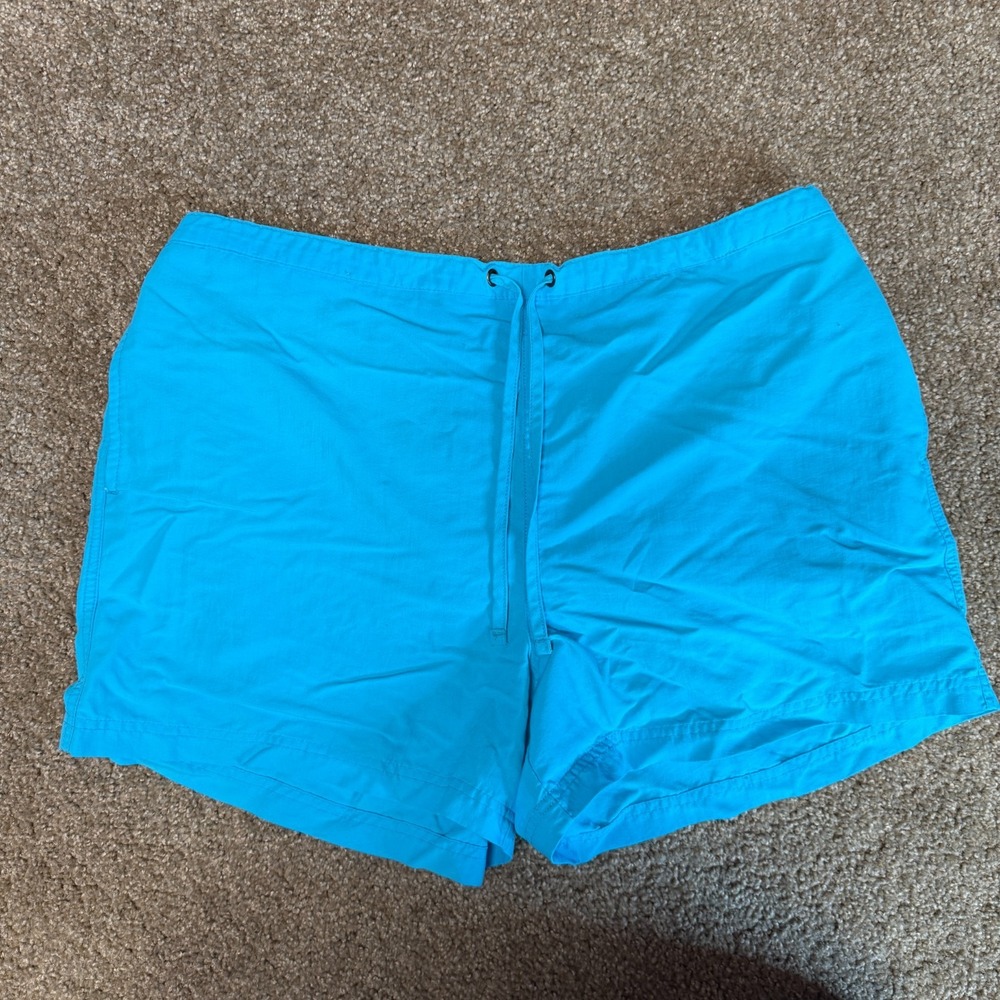 L.L. Bean SunSmart Swim Shorts Womens Large Blue Mesh Lined Beach Swim High Rise